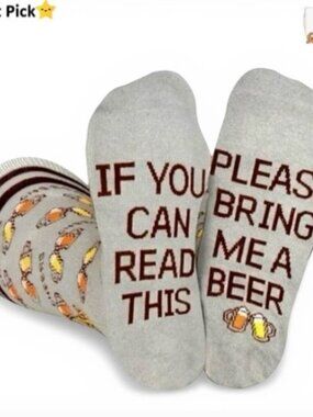 SAUCEY SOCKS “Please Bring Me a Beer” Knee‑Highs – Size L – NWT